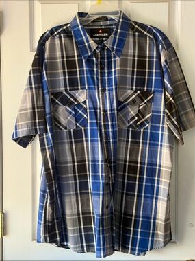 Men's Plaid Short-Sleeve Button-up (Sz 3xLB) Nwot.